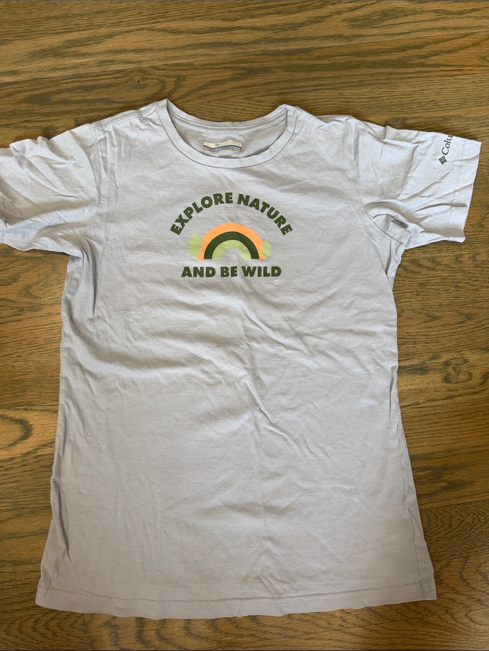 Explore Nature Kids T‑Shirt - Light Lavender with Rainbow Graphic